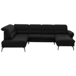 Wohnlandschaft in Echtleder Schwarz