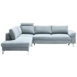 Ecksofa in Velours Hellblau 200/281 cm