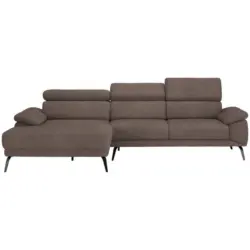 Ecksofa in Velours Braun 187/295 cm