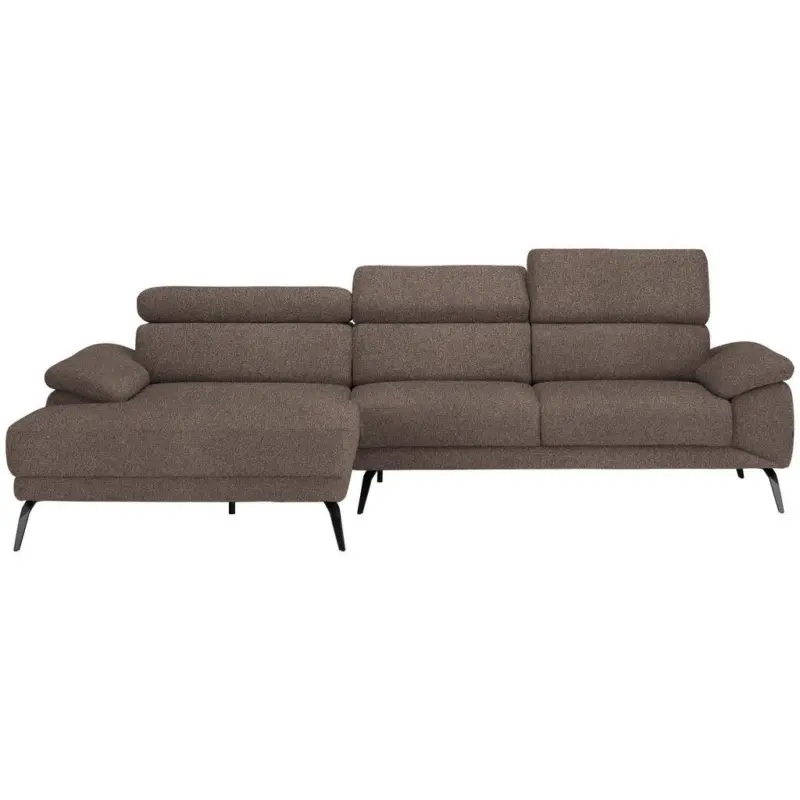 Ecksofa in Velours Braun 187/295 cm