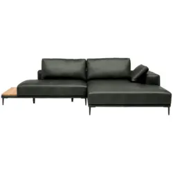 Ecksofa in Echtleder Anthrazit 304/201 cm