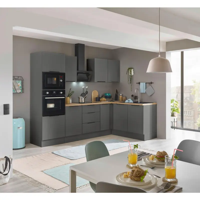 Eckk&uuml;che 270/165 cm in Graphitfarben