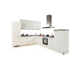 Eckk&uuml;che 270/330 cm in Wei&szlig;, Sandfarben