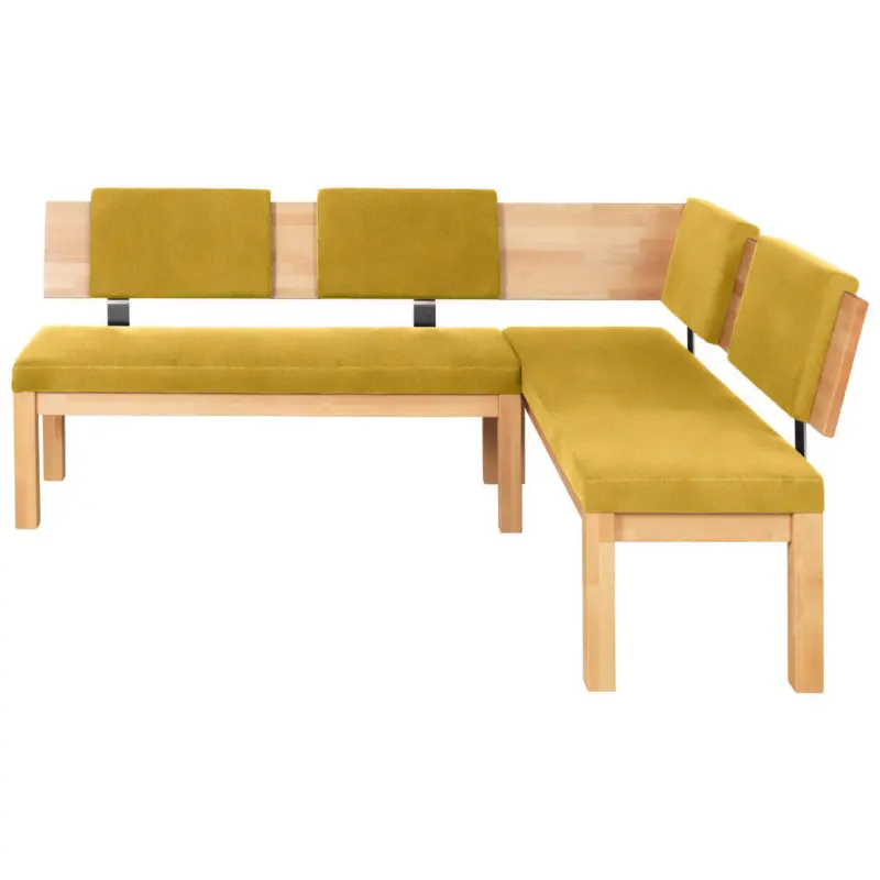 Eckbank 200/160 cm in Buchefarben, Currygelb