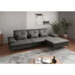 XXXLutz Lauterach - Ihr M&ouml;belhaus bei Bregenz Ecksofa in Vliesstoff Kombination Echtleder/Stoff Anthrazit 279/185 cm