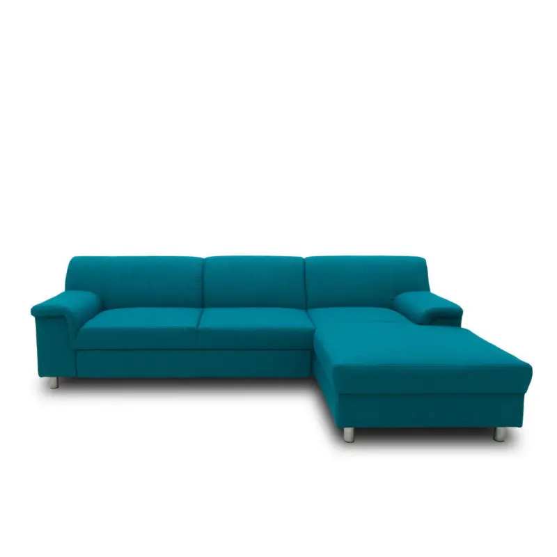 Ecksofa in Webstoff Petrol 251/150 cm