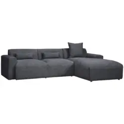 Ecksofa in Cord Graphitfarben 303/196 cm