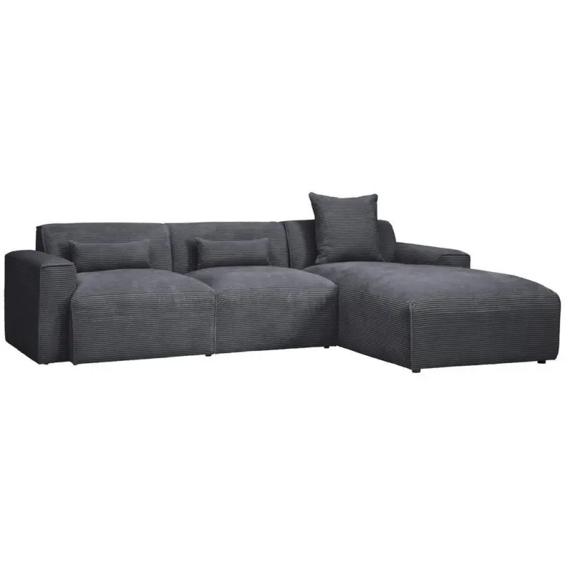 Ecksofa in Cord Graphitfarben 303/196 cm