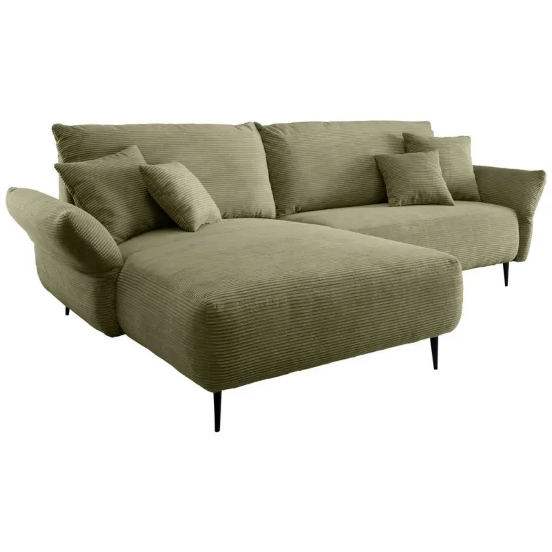 Ecksofa in Cord Olivgr&uuml;n 178/264 cm