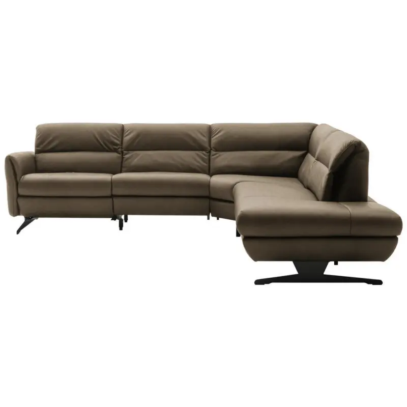 Ecksofa in Echtleder Hellbraun 286/258 cm
