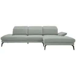Ecksofa in Flachgewebe Hellgrau 289/180 cm