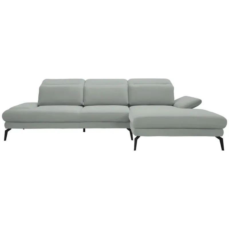 Ecksofa in Flachgewebe Hellgrau 289/180 cm