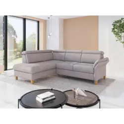 Ecksofa Glendale E in Chenille Silberfarben 193/247 cm