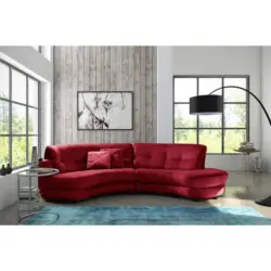 Ecksofa Bretania in Samt Bordeaux 300/113 cm