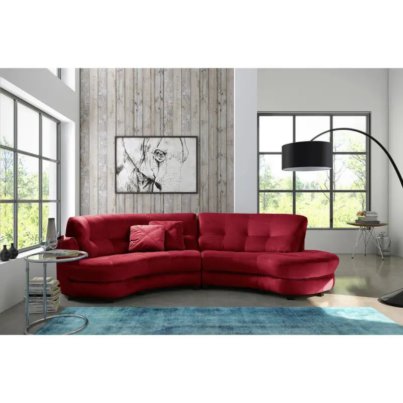 Ecksofa Bretania in Samt Bordeaux 300/113 cm