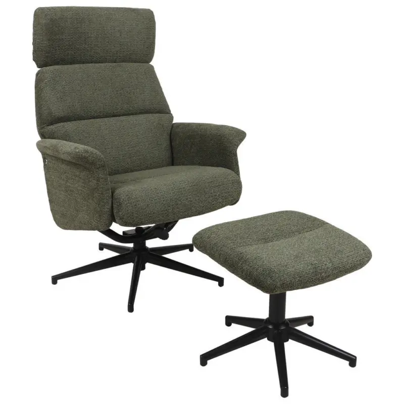 Relaxsesselset in Metall, Textil Gr&uuml;n