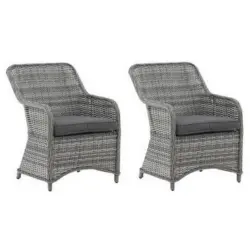 Gartenstuhl-Set Metall, Textil Grau