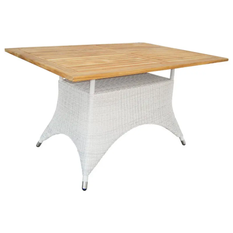 Gartentisch Holz, Metall, Kunststoff Wei&szlig;, Teakfarben rechteckig