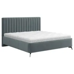 Polsterbett gepolstertes Kopfteil, Lattenrost, Bettkasten Anthrazit 160/200 cm