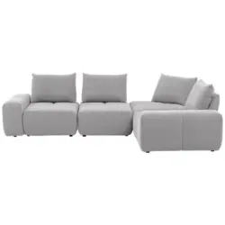 Ecksofa in Velours Silberfarben 326/236 cm