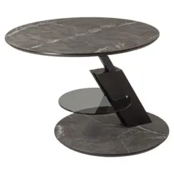 Couchtisch in Metall, Holzwerkstoff 80/80/47-64 cm