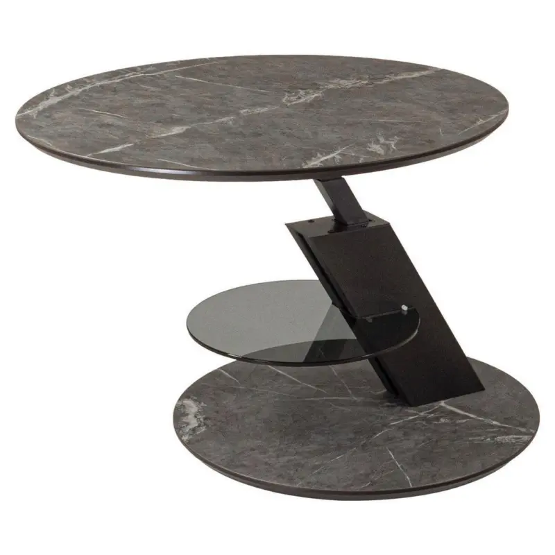 Couchtisch in Metall, Holzwerkstoff 80/80/47-64 cm