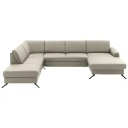 Wohnlandschaft in Echtleder Platinfarben