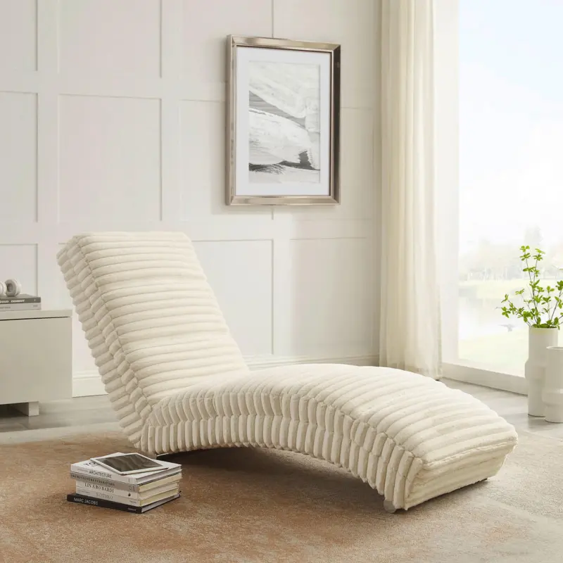 Relaxliege in Cord, Pl&uuml;sch Beige