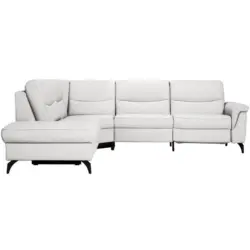 Ecksofa in Echtleder Wei&szlig; 249/280 cm
