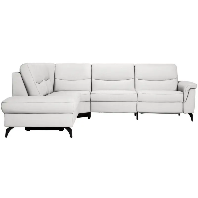 Ecksofa in Echtleder Wei&szlig; 249/280 cm