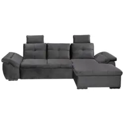 Ecksofa in Mikrovelours Grau