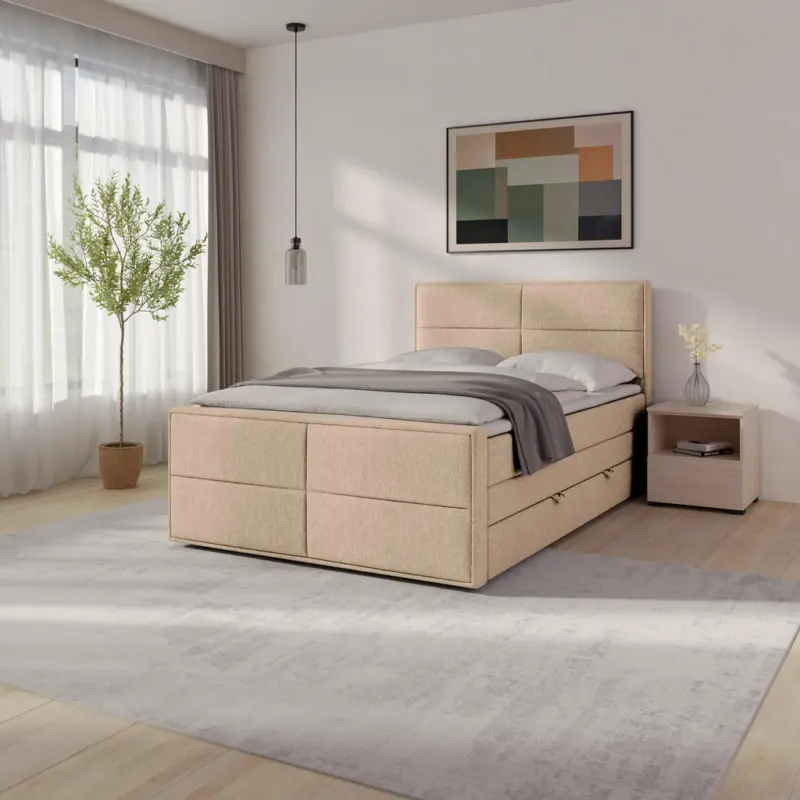 Boxspringbett 120/200 cm in Naturfarben