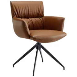 Armlehnstuhl Lederauswahl, Sitzfl&auml;che 360&deg; drehbar, automatische R&uuml;ckholfunktion Echtleder