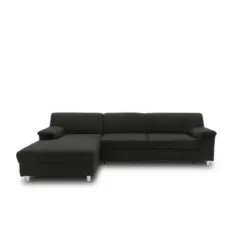 Ecksofa in Webstoff Schwarz 150/252 cm