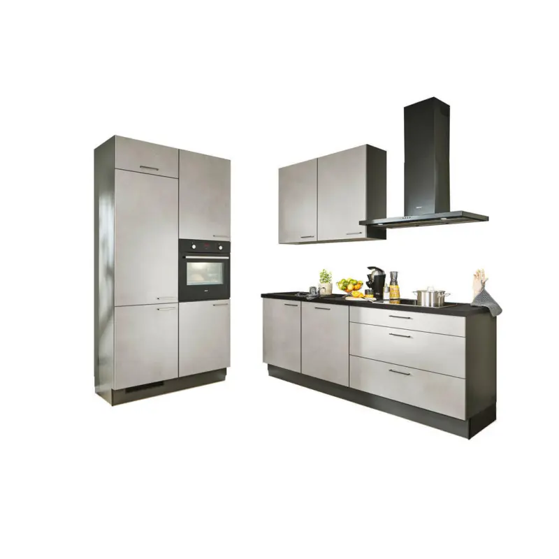 Eckk&uuml;che 120/220 cm in Graphitfarben, Schwarz, Sandfarben