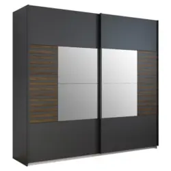 Schwebet&uuml;renschrank in Dunkelgrau, Eiche dunkel