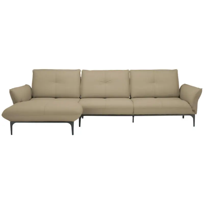 Ecksofa Florenz in Echtleder Beige 182/325 cm