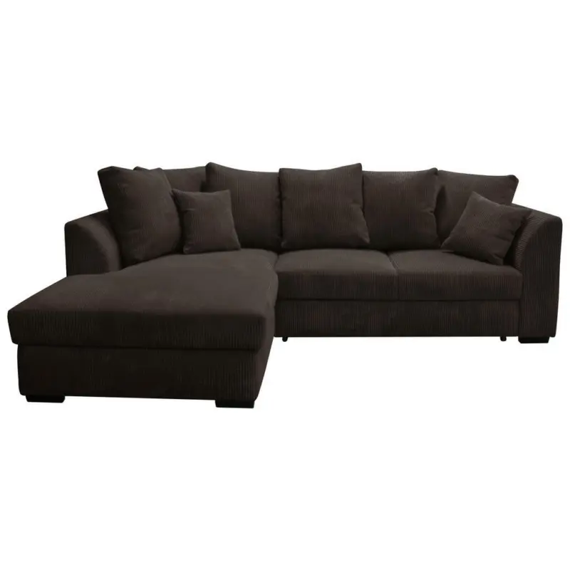 Ecksofa in Cord Dunkelbraun 174/259 cm