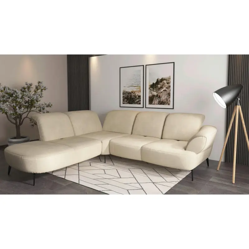 Ecksofa Dance E in Chenille Sandfarben 270/302 cm