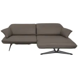 Ecksofa in Echtleder Graubraun 252/169 cm