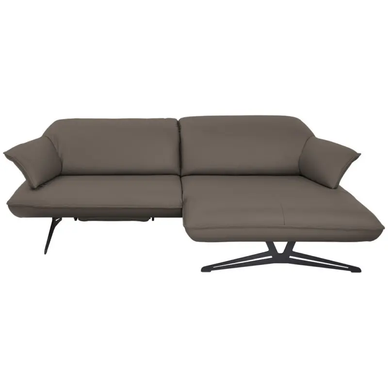 Ecksofa in Echtleder Graubraun 252/169 cm