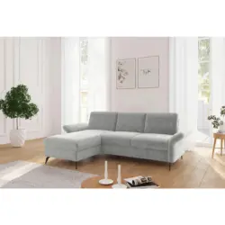 Ecksofa Rochelle E in Flachgewebe Hellgrau 164/251 cm