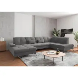 Wohnlandschaft in Flachgewebe Grau