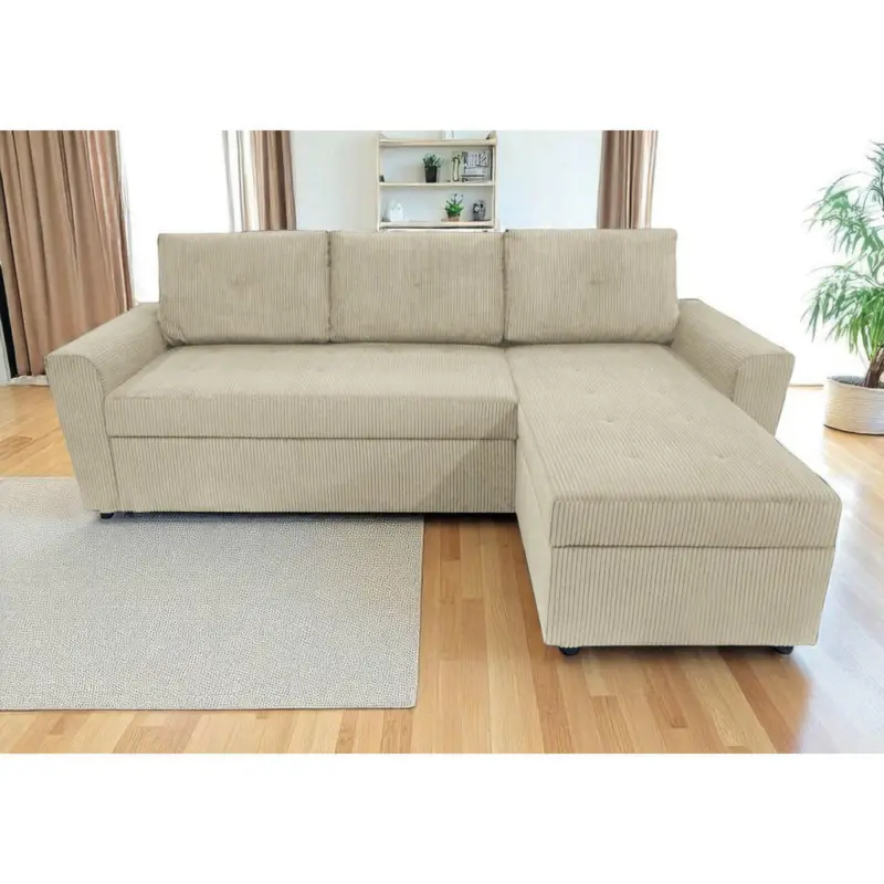 Ecksofa in Cord Beige 231/155 cm
