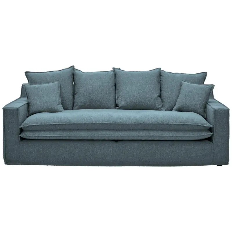 Hussen-3-Sitzer-Sofa in Boucl&eacute; Blau
