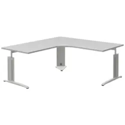 Eckschreibtisch 180/180/70-82 cm in Anthrazit, Grau, Alufarben