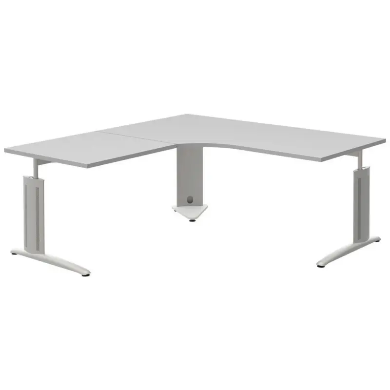 Eckschreibtisch 180/180/70-82 cm in Anthrazit, Grau, Alufarben