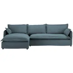 Ecksofa in Flachgewebe, Boucl&eacute; Blau 165/295 cm