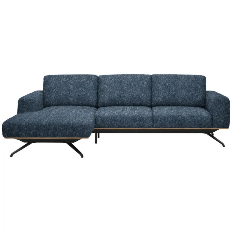 Ecksofa in Struktur Blau 157/262 cm