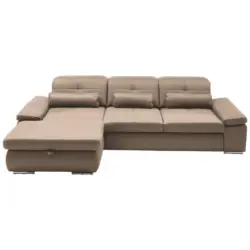 Ecksofa in Flachgewebe Beige 195/309 cm